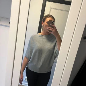 Mintgrön poncho tröja - Säljer en supermjuk och bekväm mintgrön tröja. Perfekt för en avslappnad look, med trekvartsärmar och en loose passform. Den är idealisk för både vår och höst. Passar perfekt till jeans eller leggings för en chill dag ute.