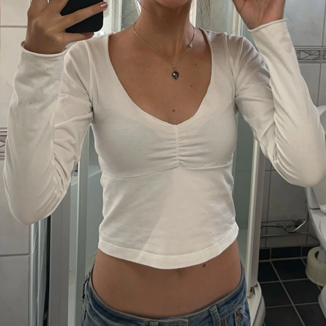 Vit långärmad topp