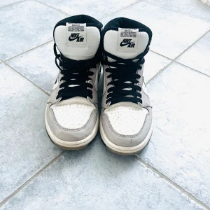 Jordan one high Gore-Tex - Snygga jordans  i vitt och grått med svarta detaljer. Skorna har en hög modell med snörning och är tillverkade med Gore-Tex för extra hållbarhet och väderskydd.