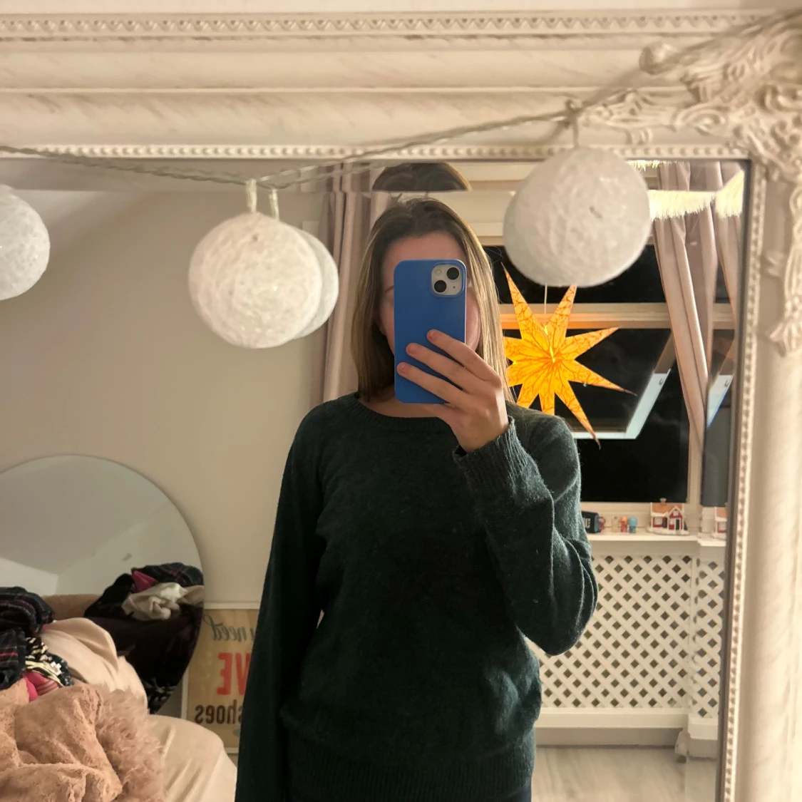 Mörkgrön stickad tröja - 90