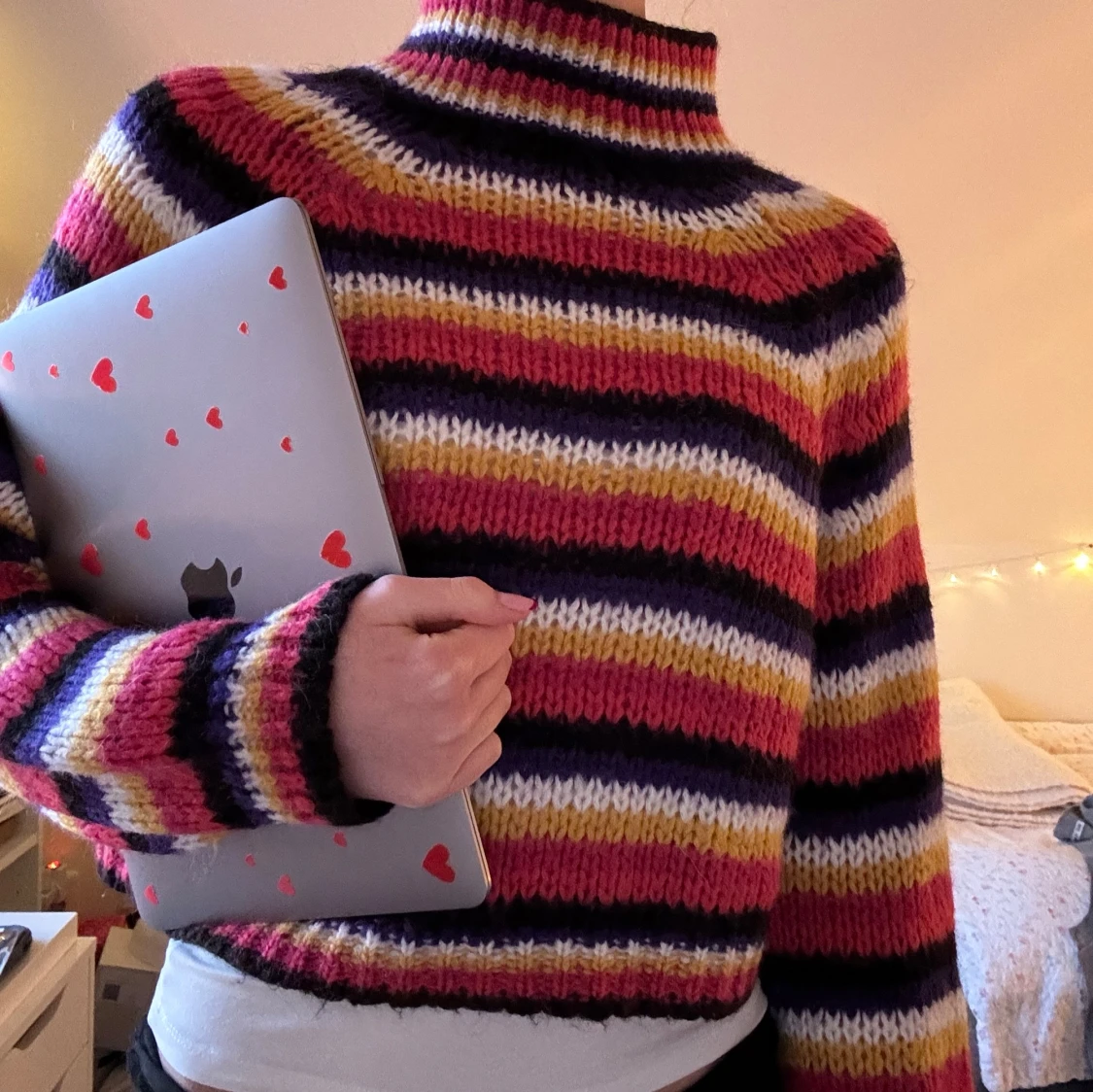 Färgglad randig stickad tröja / sweter - 91