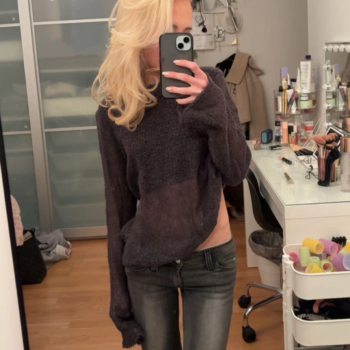 Mörkgrå stickad tröja - 90