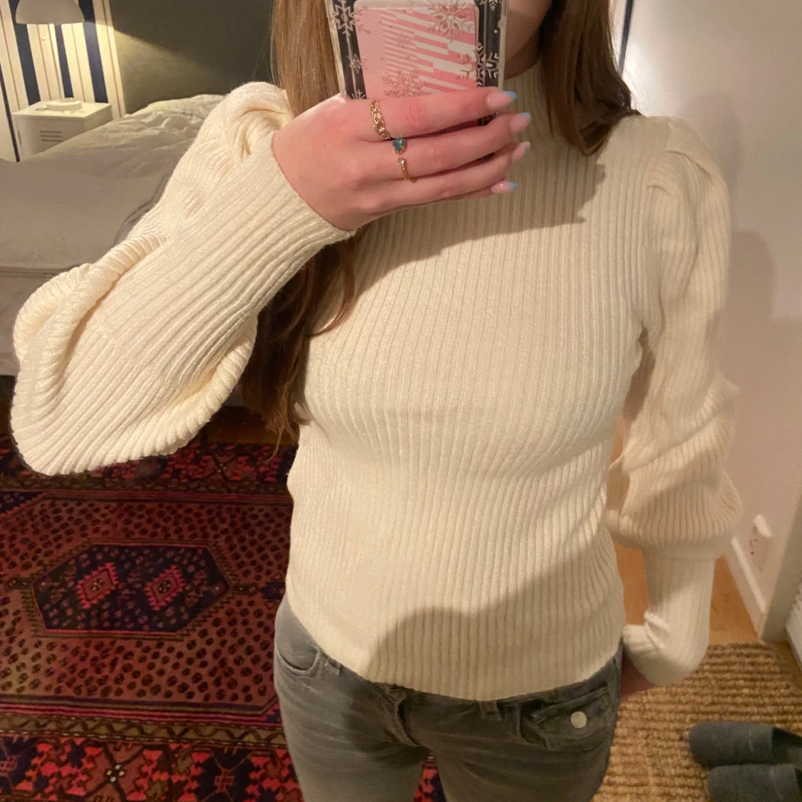 Beige ribbad tröja från ONLY - 91