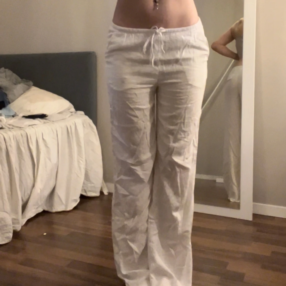 Lågmidjade linnebyxor