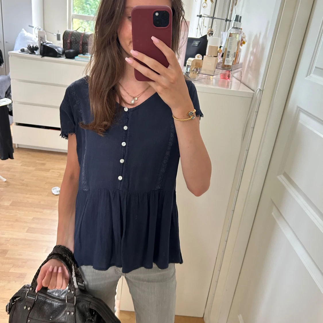 Fin marinblå blus  - 90