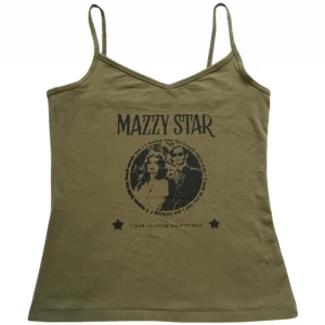 Mazzy Star band topp/ linne med tryck  - Olivgrönt linne med handtryckt Mazzy Star tryck på! (Trycket håller i tvätten)