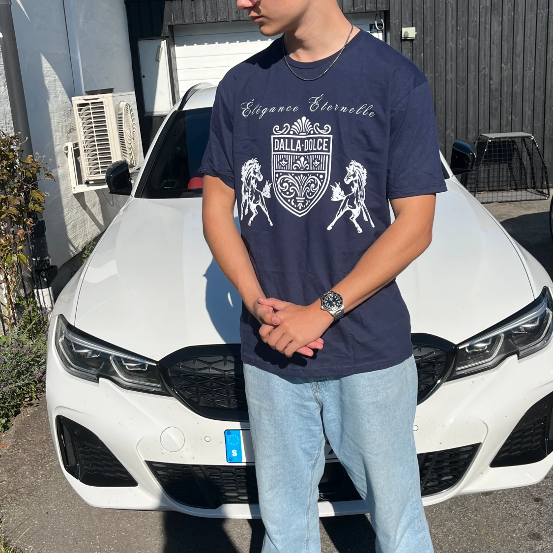 Mörkblå t-shirt med tryck från Dalla Dolce - 90