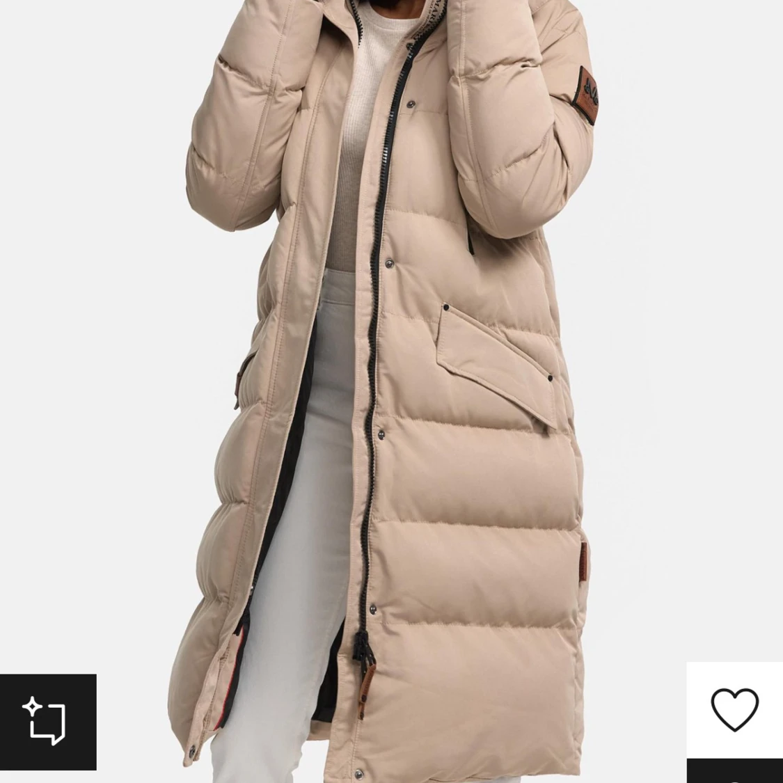 Beige dunjacka med pälsdetaljer - 92