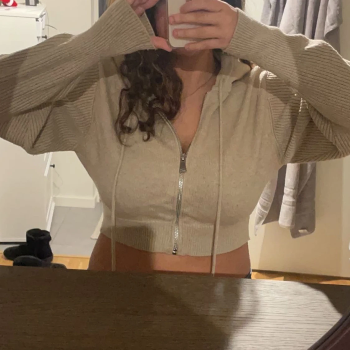 Stickad zip up tröja från Zara