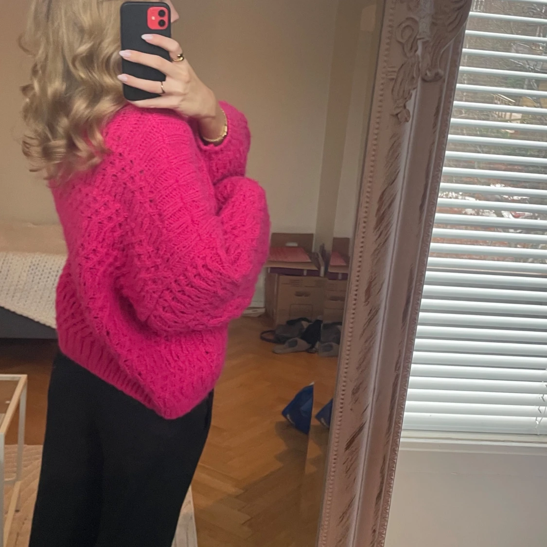 Rosa stickad tröja  - 90