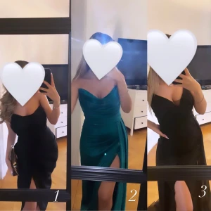 Klänningar - Säljer de två svarta klänningarna (1 & 3), den ena är i midi längd & den andra med släp. Bägge är endast använda en gång & säljes för 500 kr/st, priset kan diskuteras 🤍