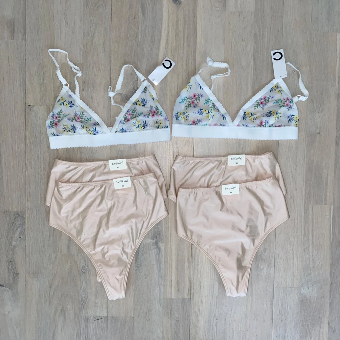 2 pack bh bralette strl S, 4 pack trosor strl XS