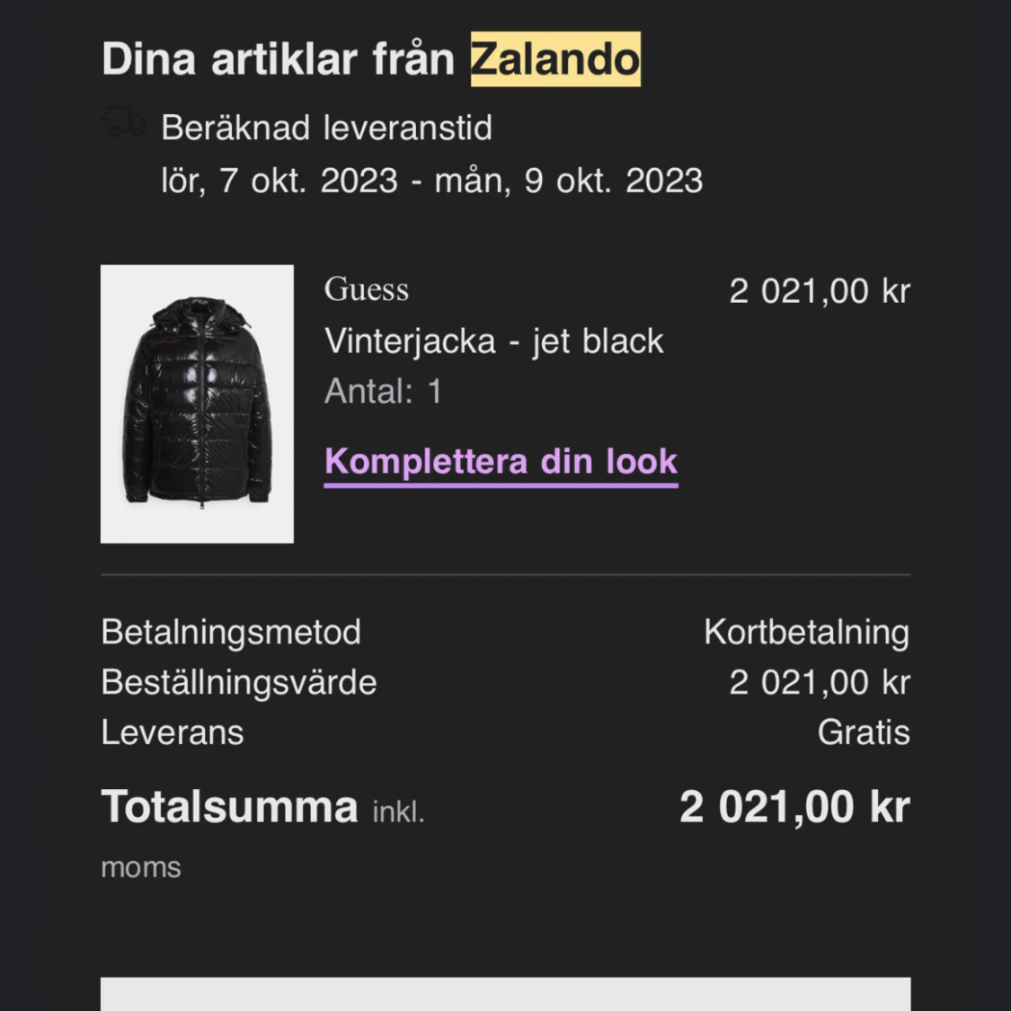 Guess Jet black vinterjacka - 90