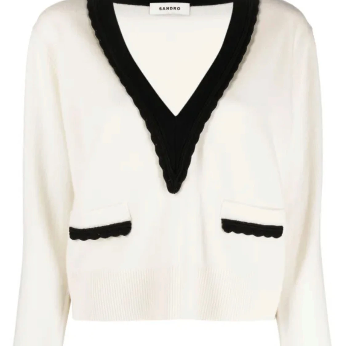 Vit och svart V-ringad tröja från Sandro - 3