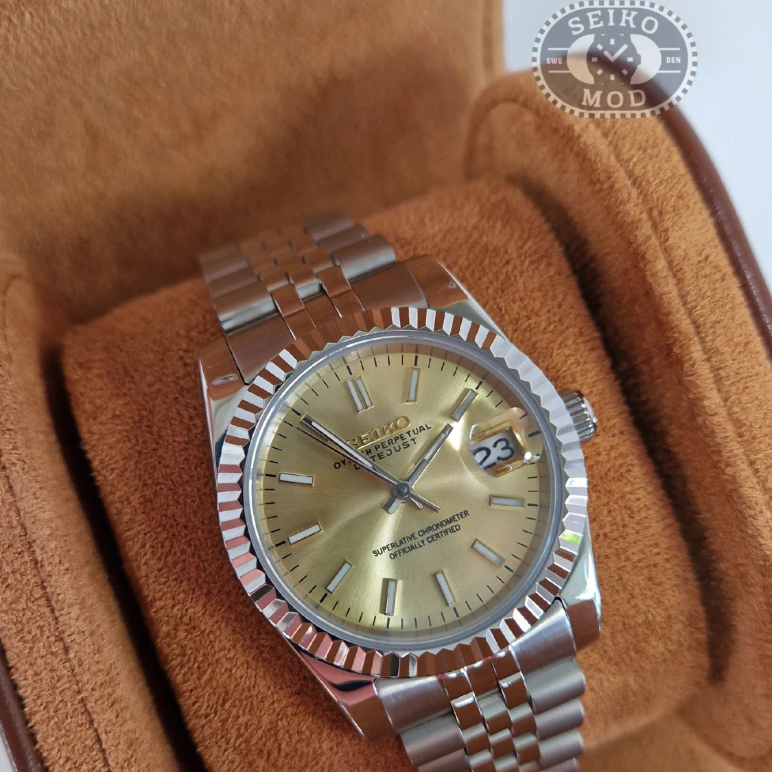 Seiko datejust mod med champange urtavla och jubilee-armband  - 92