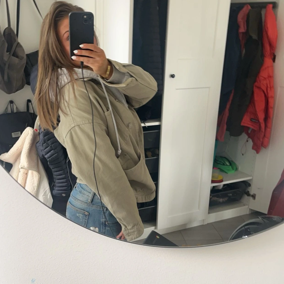 Militär grön jeansjacka  - 90