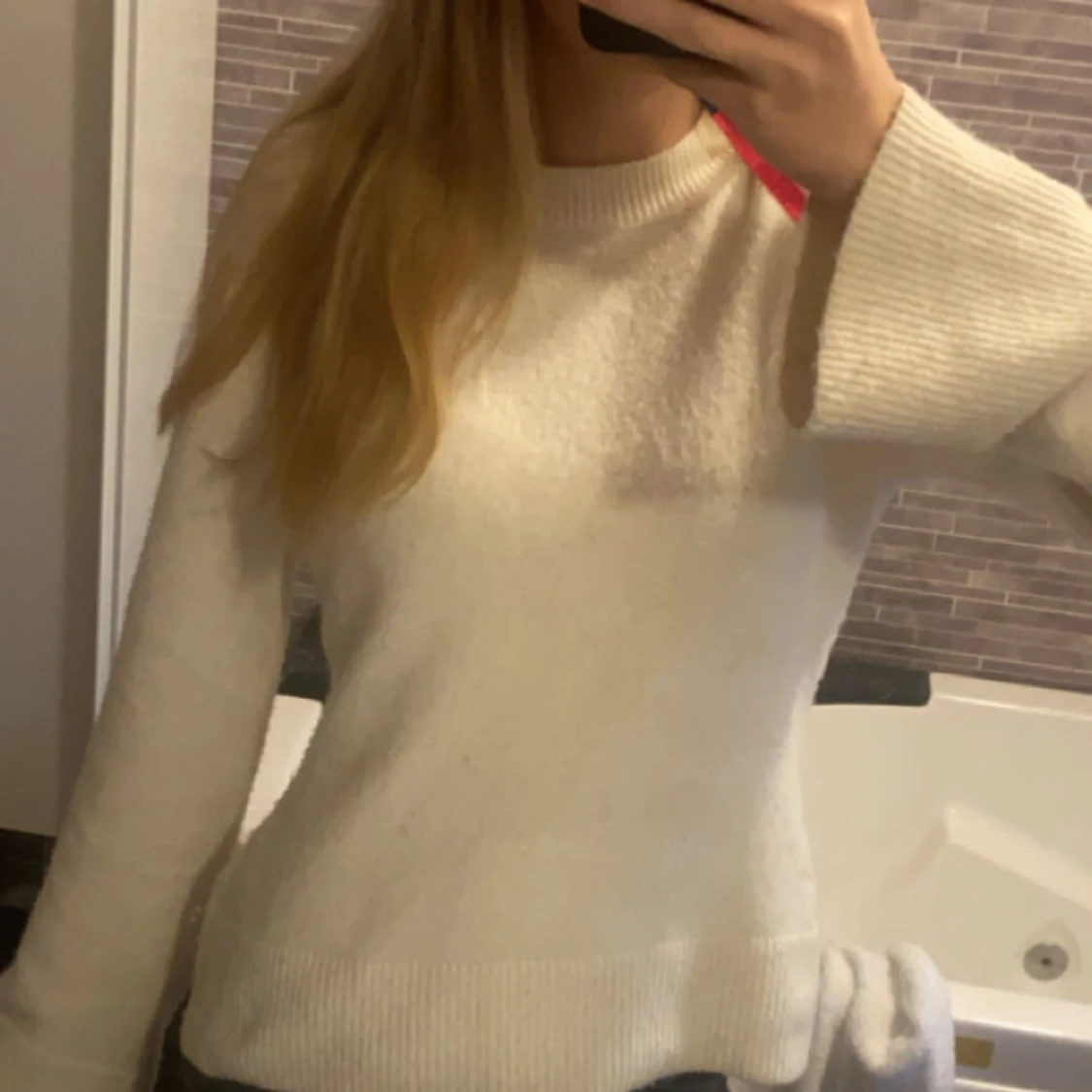 Vit stickad tröja - 90