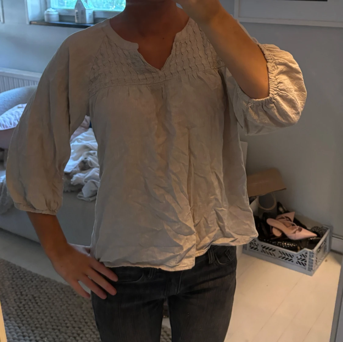 Trekvartsärmad blus