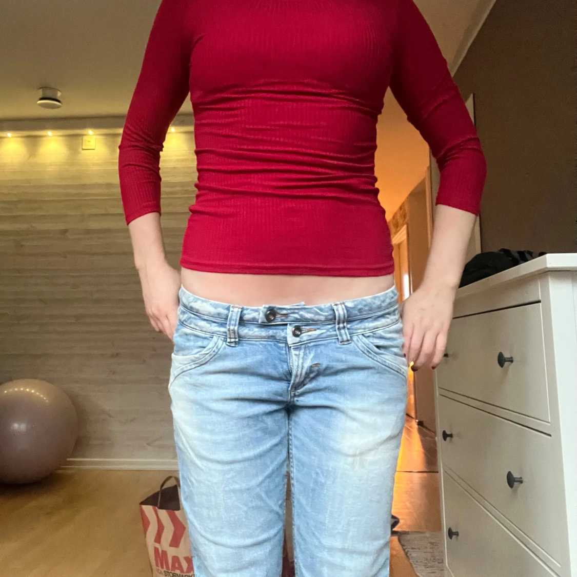 Röd ribbad topp - 2