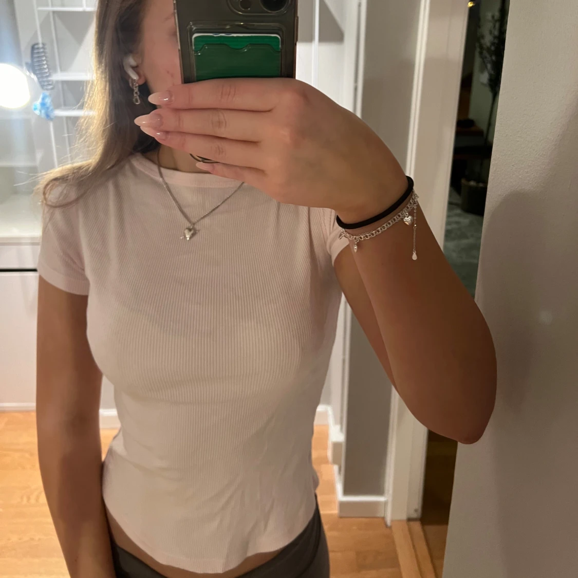 Ljusrosa ribbad t-shirt - 1