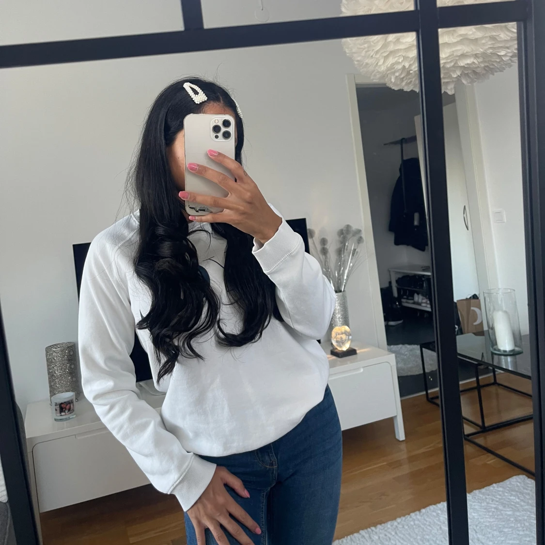 Vit sweatshirt med tryck - 90