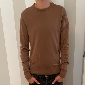 Brun merinoull crewneck - En brun \ beige merinoull crewneck i storlek xxs men passar större modellen är 171. Och väger 55 kg 