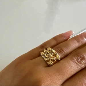 Edblad ring - Guldig Edblad ring med nitar. 16,0 mm.