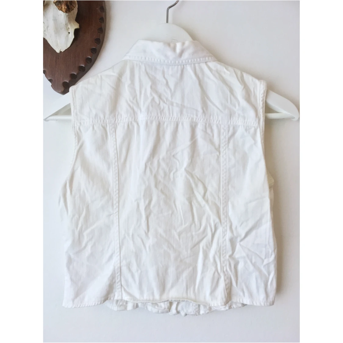 Vit kort jeansväst, 36 S, cropped, croppad, vintage, retro, denim, jeans, knappar - 90