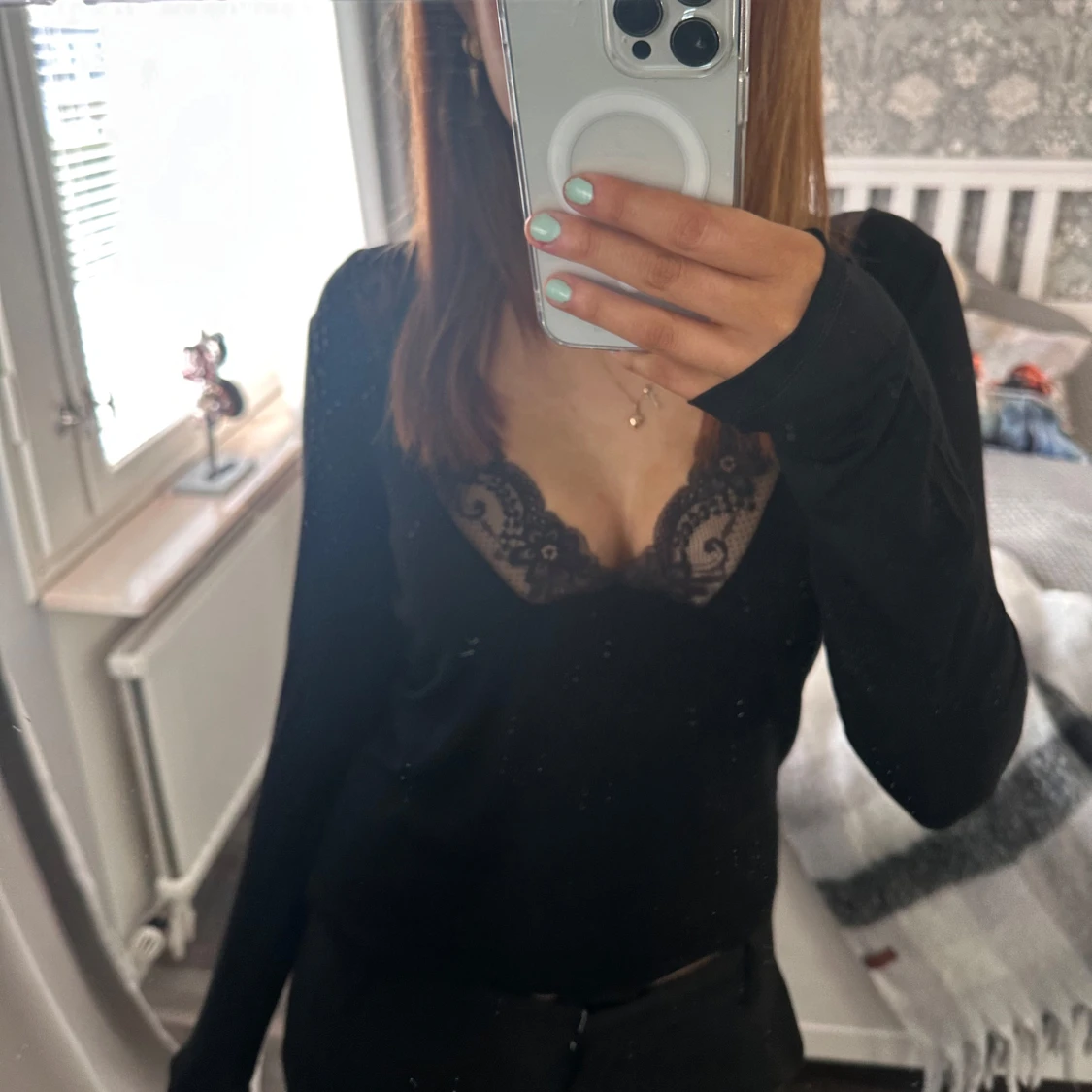 svart spets topp - 1