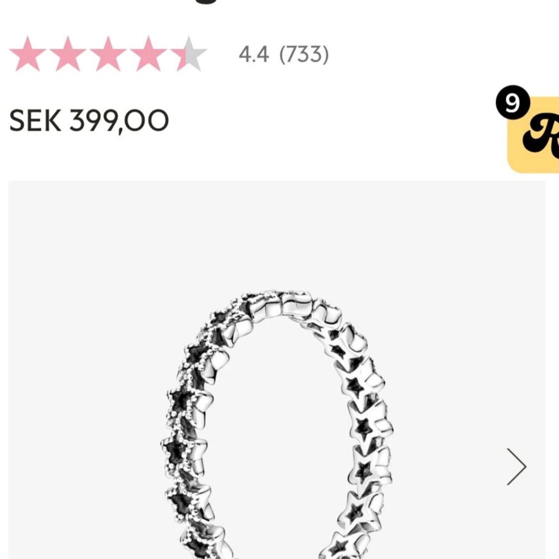 Pandora silver ring med stjärnor - 91