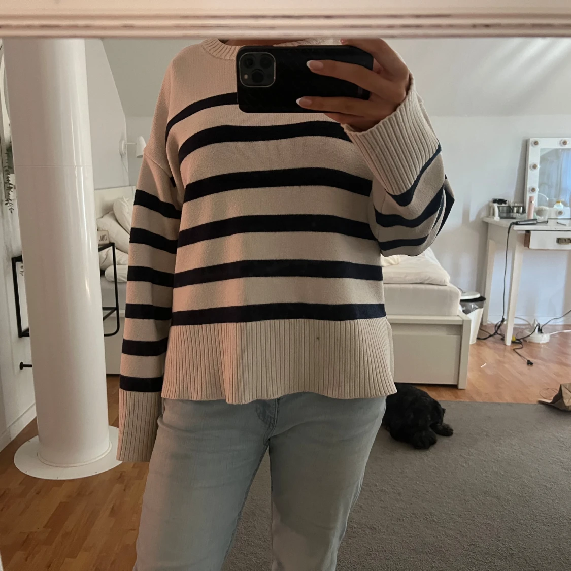 Randig stickad tröja - 90