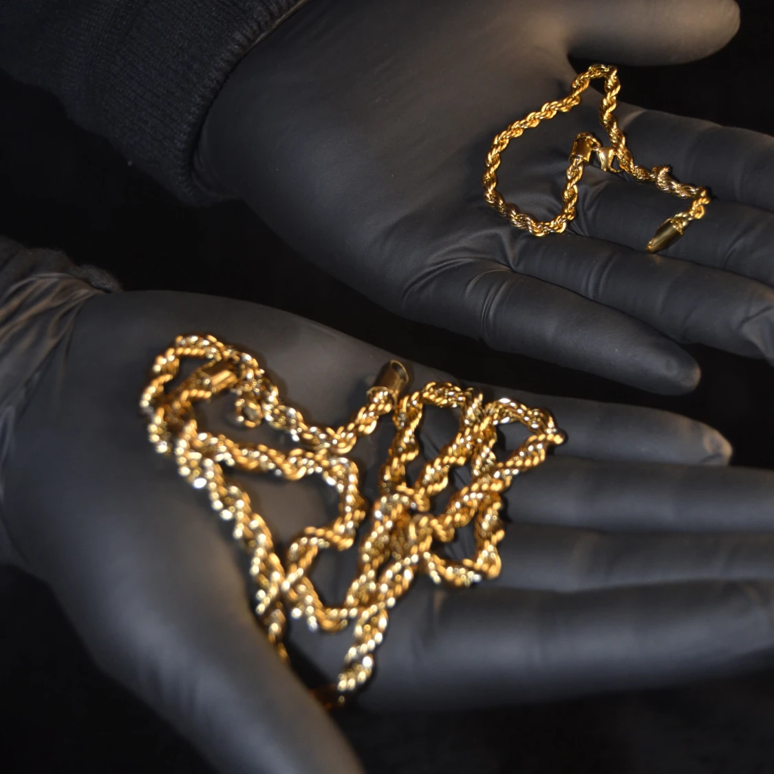 ZANORA | 6MM - 60CM HALSBAND - 4MM - 20CM ARMBAND | CORDELL KIT GULD-FÄRGAD ROSTFRITT STÅL