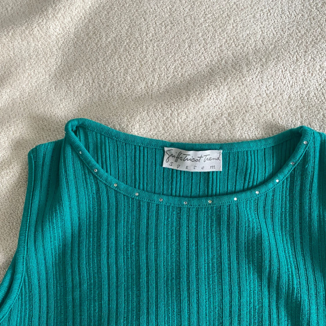 Turkos ribbad ärmlös topp - 2