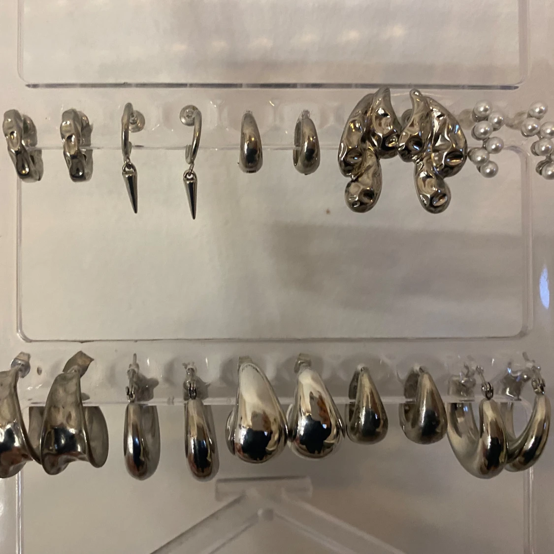 9st par örhängen i rostfritt silver stål - 1