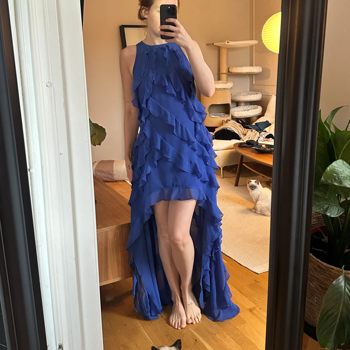 Blå volangklänning - 90