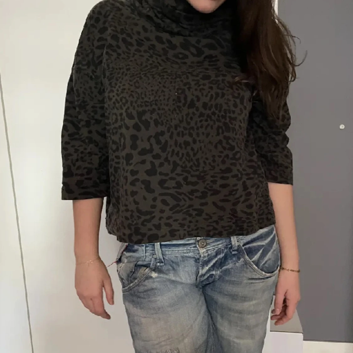 Trekvartsärmad leopard tröja - 91