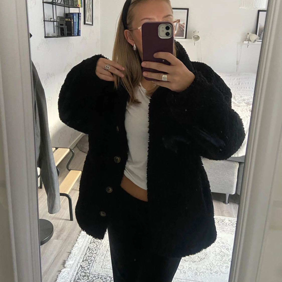 Svart teddyjacka - 90