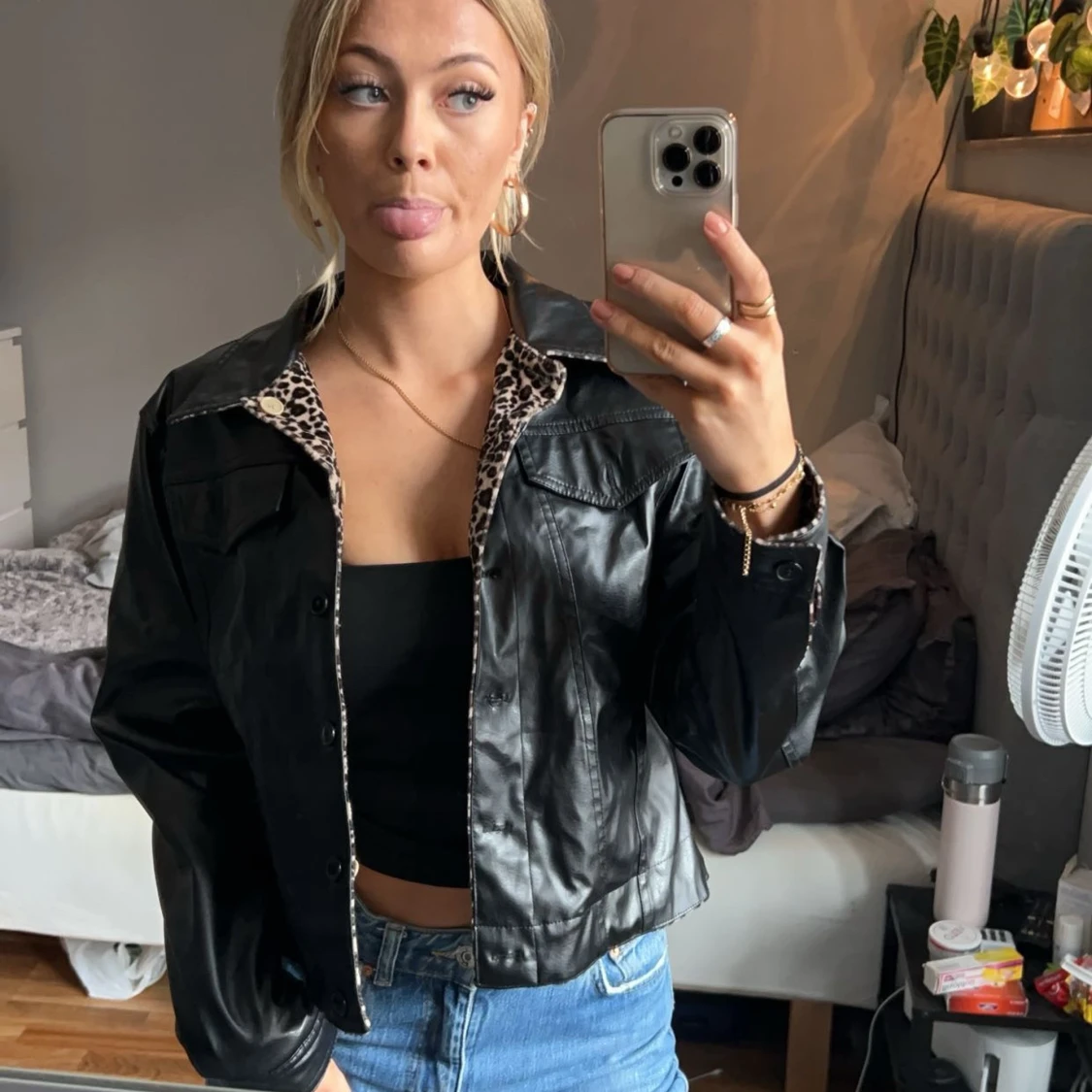 Leopardjacka/ skinnjacka  - 90