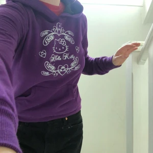 y2k hello Kitty hoodie💜💜🦋 - Kommer tyvärr inte till användning😣 Står att det är en storlek XL, men väldigt liten i storleken (kanske barnstolen)💘 Kontakta mig för fler bilder eller för mer information🖤