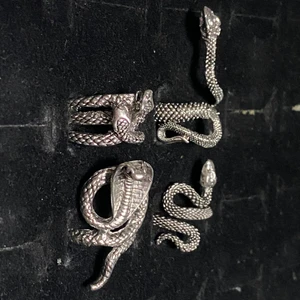 Orm ringar - Olika fina ringar med ormar. Min kompis gjorde ett fel köp därav säljs dem nu! Den med två huvuden är justerbar! Annars är dem mellan 16-20 mm stora. Köp en eller alla tre för 80 kr! 💯