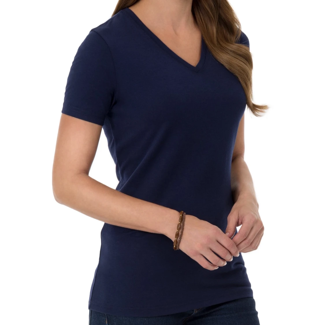 marinblå t-shirt, med vringning - 91