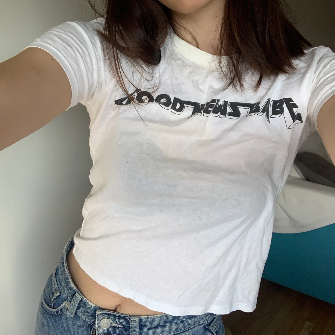 Vit magtröja med tryck