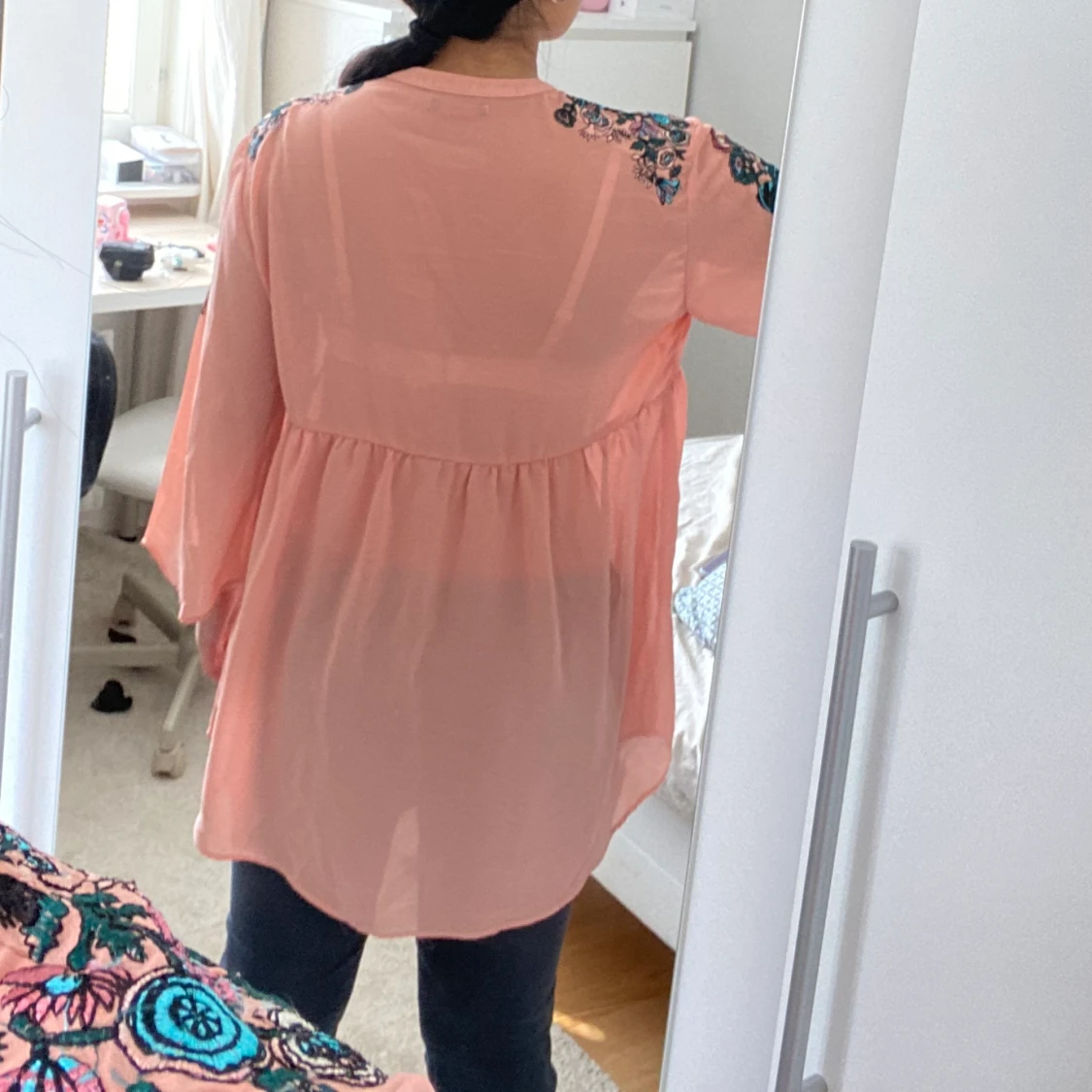 Rosa blommig tunnika/blus - 90