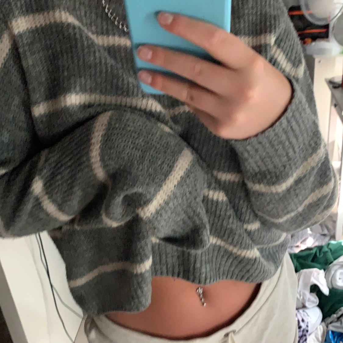 Stickad randig tröja - 91