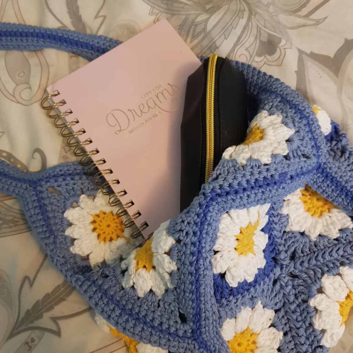 Granny square väska - Blå  - 90