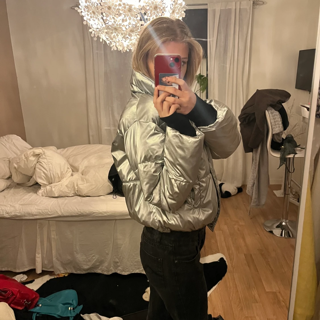 Silver pufferjacket - 90