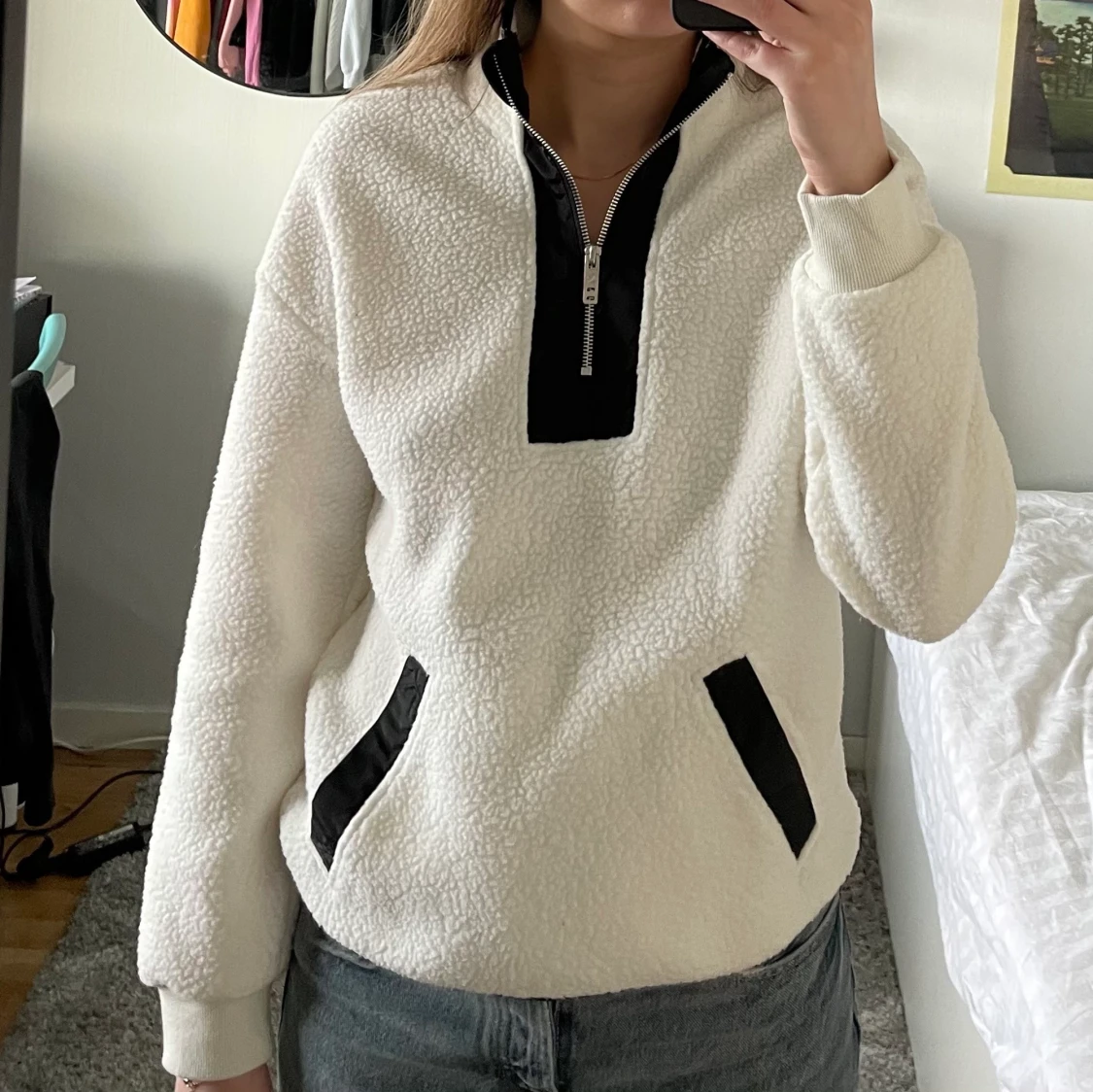 VIT FLEECETRÖJA - 90