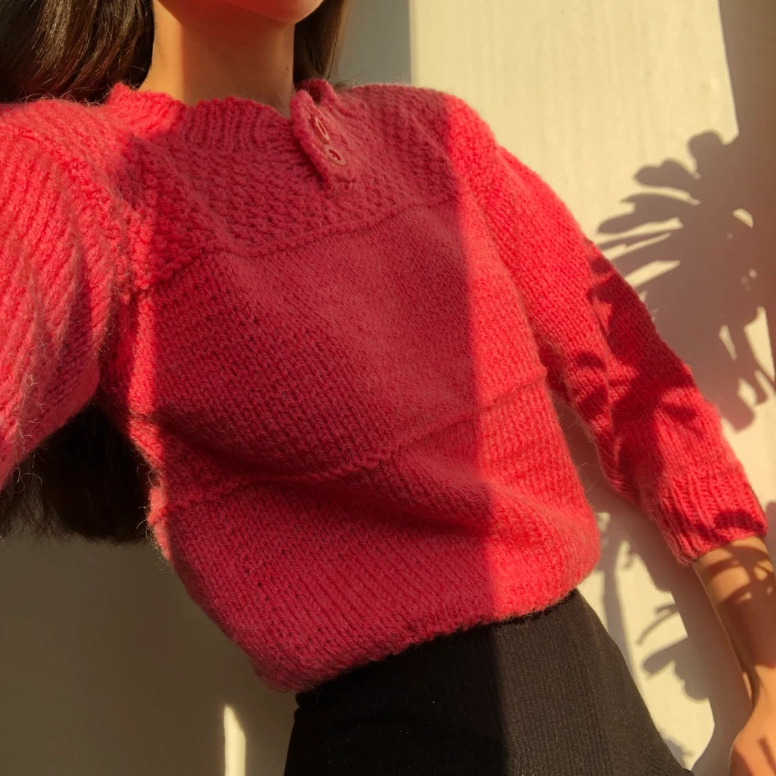 Korallröd croppad knitt 