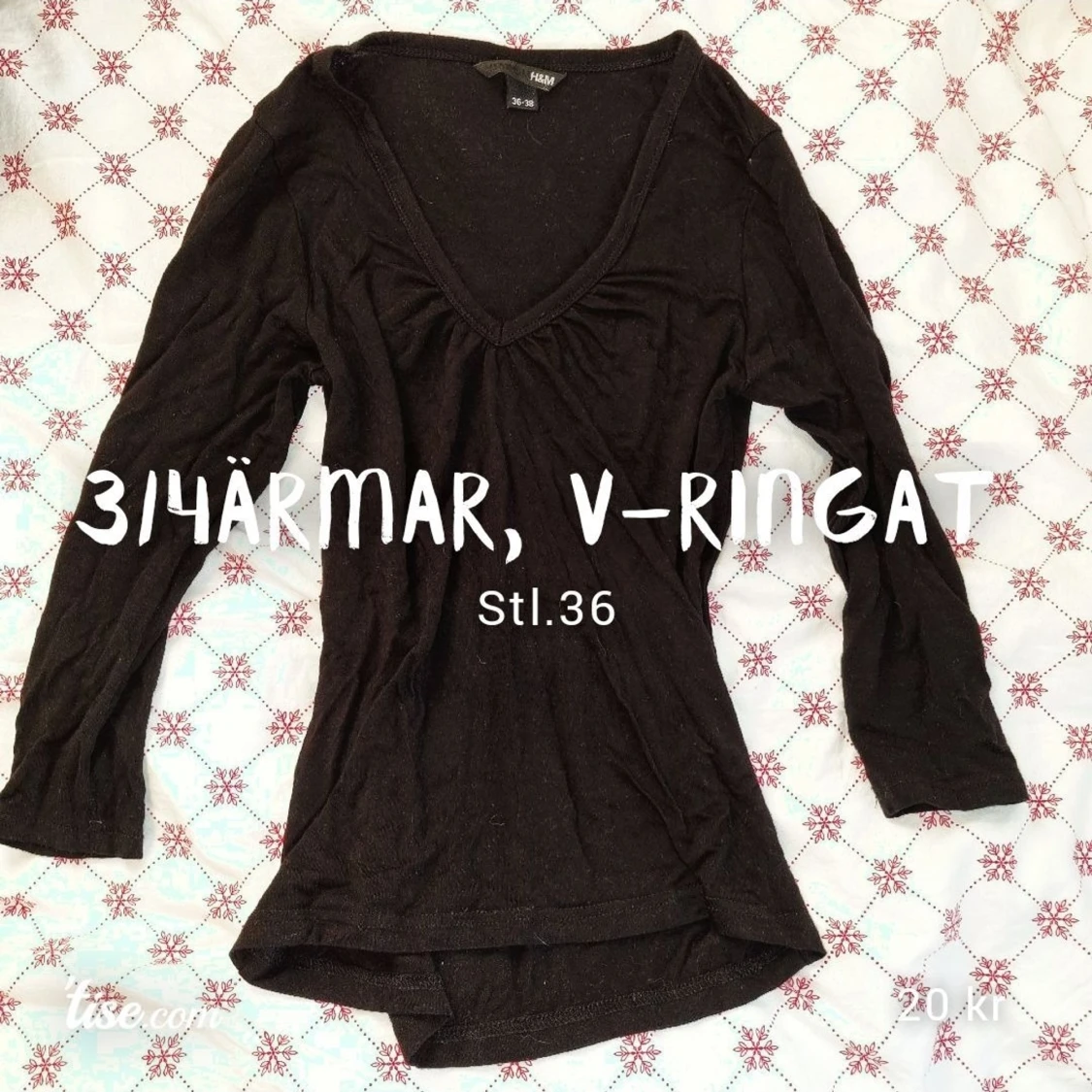 3/4 ärmad, vringad tröja