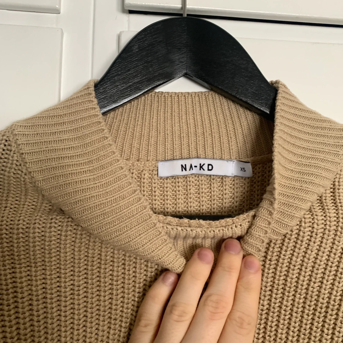 Beige oversized stickad tröja NAKD - 91